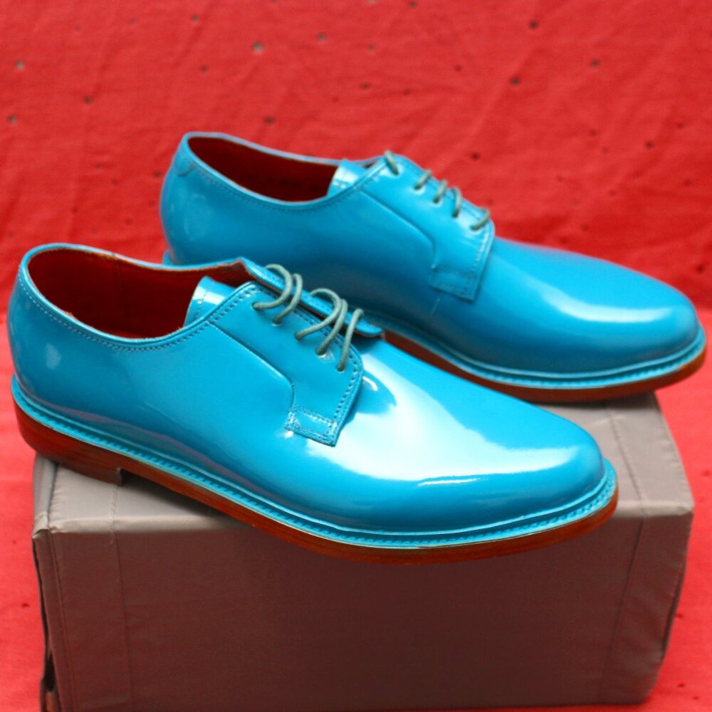 Florsheim by Duckie Brown Patent Leather Oxfords in Aqua Blue